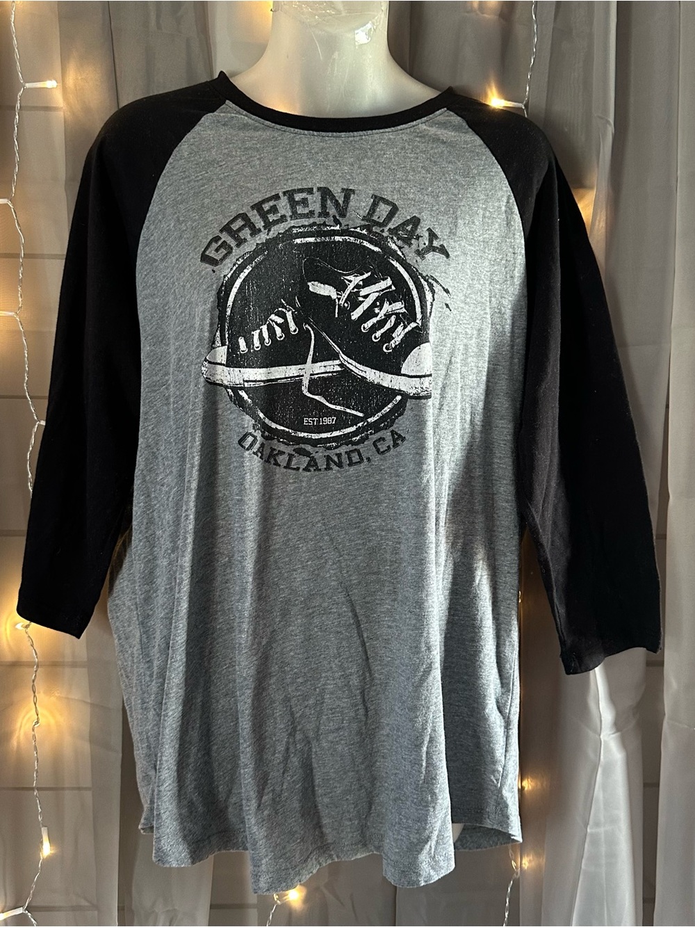 Torrid Green Day Classic Fit Raglan Graphic Tee Heather Gray & Black